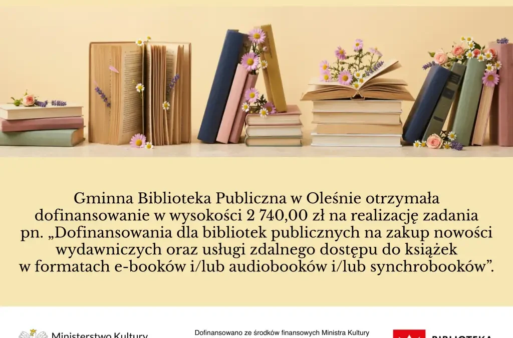 Biblioteka w Oleśnie z dofinansowaniem na nowości wydawnicze i e-booki